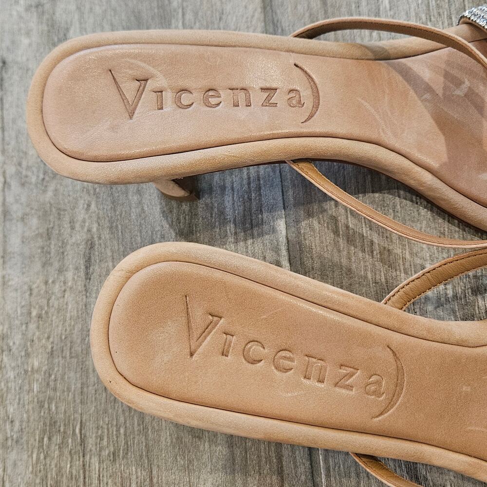 Vicenza Rhinestone‎ Heeled Sandals Women 8 Nude Square Toe Anthropologie Dressy - Picture 5 of 10